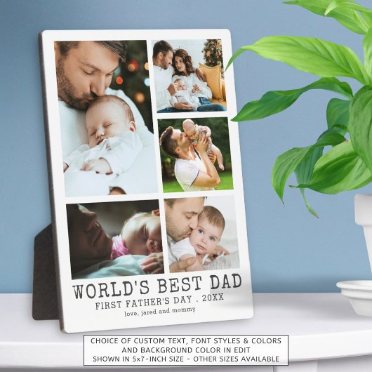 Plaque Photo First Fête des pères WORLDS BEST DAD Photo Collage