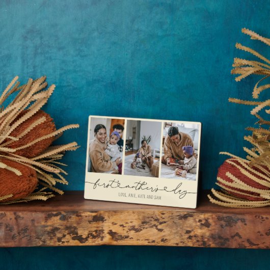 Plaque Photo First Mother's Day Heart Script 3 Cadeau photo (Côté)