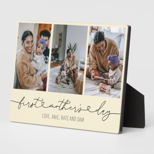 Plaque Photo First Mother's Day Heart Script 3 Cadeau photo (Côté)