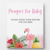 Plaque Photo Flamant rose tropical Prières roses pour bébé (Devant)