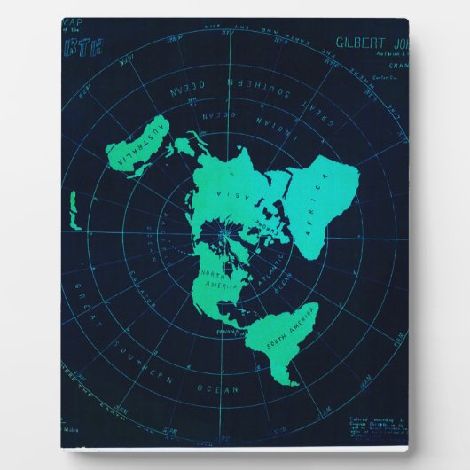 Plaque Photo Flat Earth Map (Azimuthal equidistant projection) (Devant)