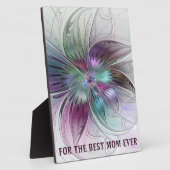 Plaque Photo Fleur Abstraite colorée Fractal Best Mom (Côté)