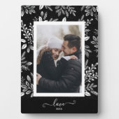 Plaque Photo Fleur blanche élégante sur support photo noir à ch (Devant)