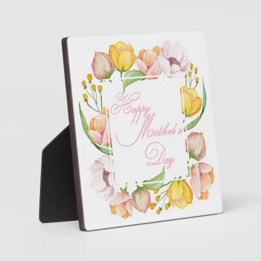 Plaque Photo Fleur d'aquarelle Fête des Mères (Recto)