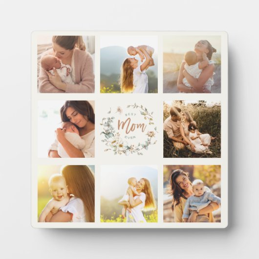 Plaque Photo Fleur sauvage Best Mom Ever Photo Collage (Devant)