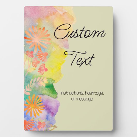 Plaque Photo Fleur sauvage d'aquarelle psychédélique (Devant)