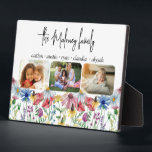 Plaque Photo Fleur sauvage Russe Nom de famille Enfants Noms 3<br><div class="desc">Affichage de photos fleurs sauvages rustiques personnalisées avec 3 de vos photos préférées, nom de famille, nom d'enfant ou prénom de chacun. Le design comprend des fleurs sauvages de campagne aquarelle, y compris le pavot, la marguerite, la fleur de maïs, le confleur, le trèfle et la tête de semis. Vos...</div>