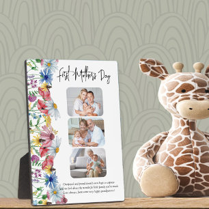 Plaque Photo Fleur sauvage rustique Première Fête des Mères 3 P