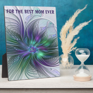 Plaque Photo Fleur vert violet Abstrait Art fractal Meilleure m