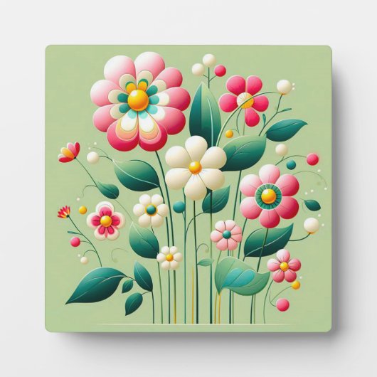 Plaque Photo Fleurs 3d colorées (Devant)