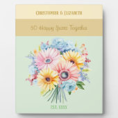 Plaque Photo Fleurs de 50e anniversaire dorées noms vertes (Devant)