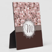 Plaque Photo Fleurs de cerisier avec le monogramme de dentelle (Côté)