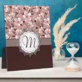 Plaque Photo Fleurs de cerisier avec le monogramme de dentelle (Côté)