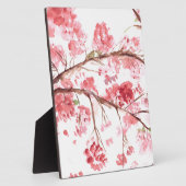 Plaque Photo Fleurs de cerisier rose aquarelle fleurie (Côté)