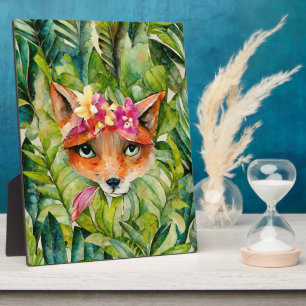 Plaque Photo Fleurs de renard aquarelle et Feuilles verts