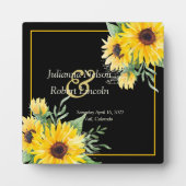 Plaque Photo Fleurs de soleil aquarelle sur mariage noir (Devant)