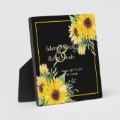 Plaque Photo Fleurs de soleil aquarelle sur mariage noir (Recto)