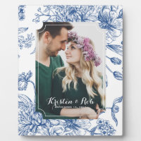 Fleurs de Toile Bleue Mariage photo Cadre