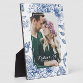 Plaque Photo Fleurs de Toile Bleue Mariage photo Cadre (Côté)