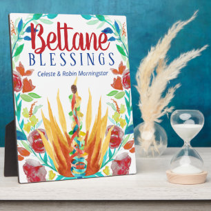Plaque Photo Fleurs d'été Beltane Feu et Maypole Wiccan