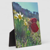 Plaque Photo Fleurs et fleurs jaunes (Côté)