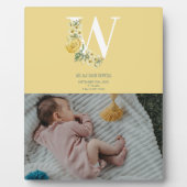 Plaque Photo Fleurs Jaunes Statistiques de Naissance Annonce de (Devant)