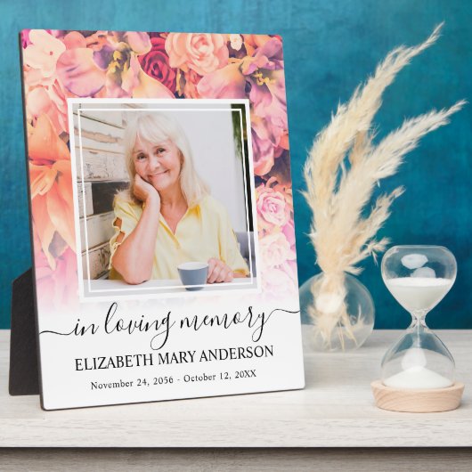 Plaque Photo Fleurs Lumineuses Mémorial en Mémoire (Côté)