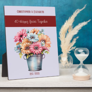 Plaque Photo Fleurs pour le 40e anniversaire de mariage rubis n