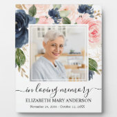 Plaque Photo Fleurs Rose Navy En Souvenir Affectue (Devant)