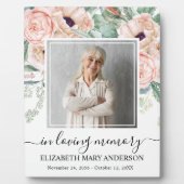 Plaque Photo Fleurs Rose Pâle en Mémoire Affectueu (Devant)