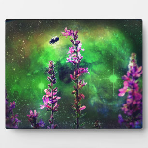 Plaque Photo Fleurs roses et abeilles contre le monde
