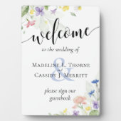 Plaque Photo Fleurs sauvages d'aquarelle Bienvenue Mariage livr (Devant)
