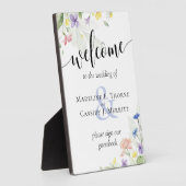 Plaque Photo Fleurs sauvages d'aquarelle Bienvenue Mariage livr (Côté)