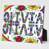 Plaque Photo Fleurs sauvages et nom de la fille Olivia (Côté)