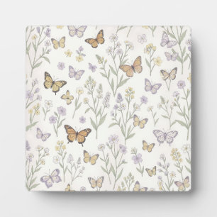 Plaque Photo Fleurs sauvages pastel Papillons Prairie Botanique