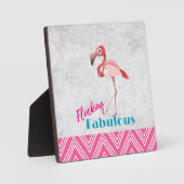 Plaque Photo Flocking Fabulous Pun avec Flamant rose rose (Recto)