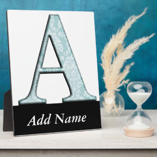 Plaque Photo Floral bleu Imprimer Un monogramme initiales Cadea