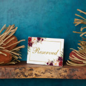 Plaque Photo Floral Bourgogne Mariage Réservé 5x7 Tableau (Côté)