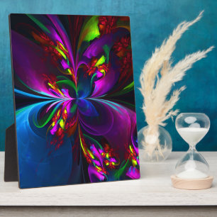 Plaque Photo Floral moderne Art Abstrait Rouge Bleu Motif #15
