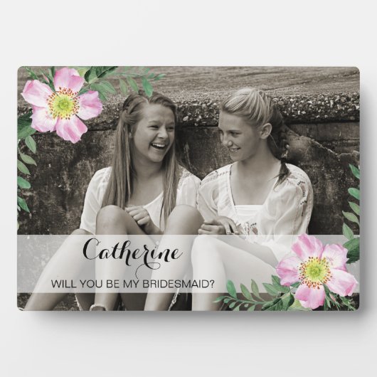 Plaque Photo Floral Will You Be My bridesmaid photo frame (Devant)