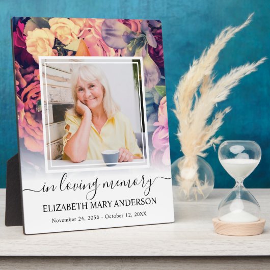 Plaque photo florale Moody en souvenir aimant (Côté)