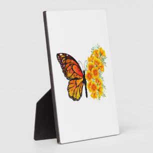Plaque Photo Flower Butterfly with Yellow California Poppy