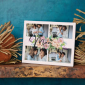 Plaque Photo Flower Script Love You Mom 4 Photo Collage (Côté)