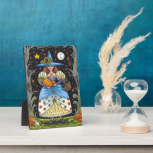 PLAQUE PHOTO FOLK ART WITTER EN BOIS ÉFFRAYANTS, CHAT NOIR & OW