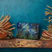 Plaque Photo Forêt mystique Ciel de nuit bleu céleste (Côté)