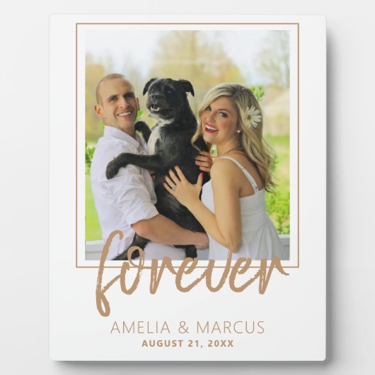 Plaque Photo Forever Golden Script Mariage Keepsaké photo (Devant)