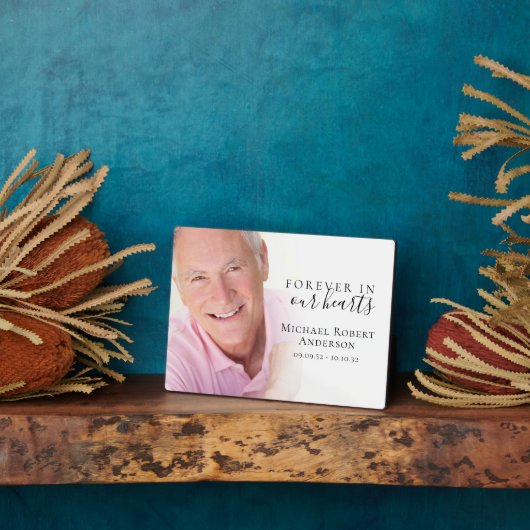 Plaque Photo Forever in Our Hearts Photo Funeral Memorial (Côté)