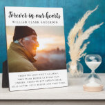 Plaque Photo Forever in Our Hearts Photo Poem Tribute<br><div class="desc">Beautiful photo keepsake easel frame that reads "Forever in our hearts" featuring your loved one's photograph,  name and poem.</div>