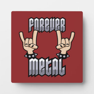 Plaque Photo Forever Métal Lourd Métal Diable Cornes Signes mai