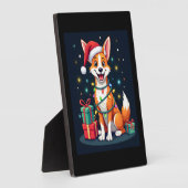 Plaque Photo Fox Terrier Xmas Éclairage Père Noël Fox Terrier C (Côté)